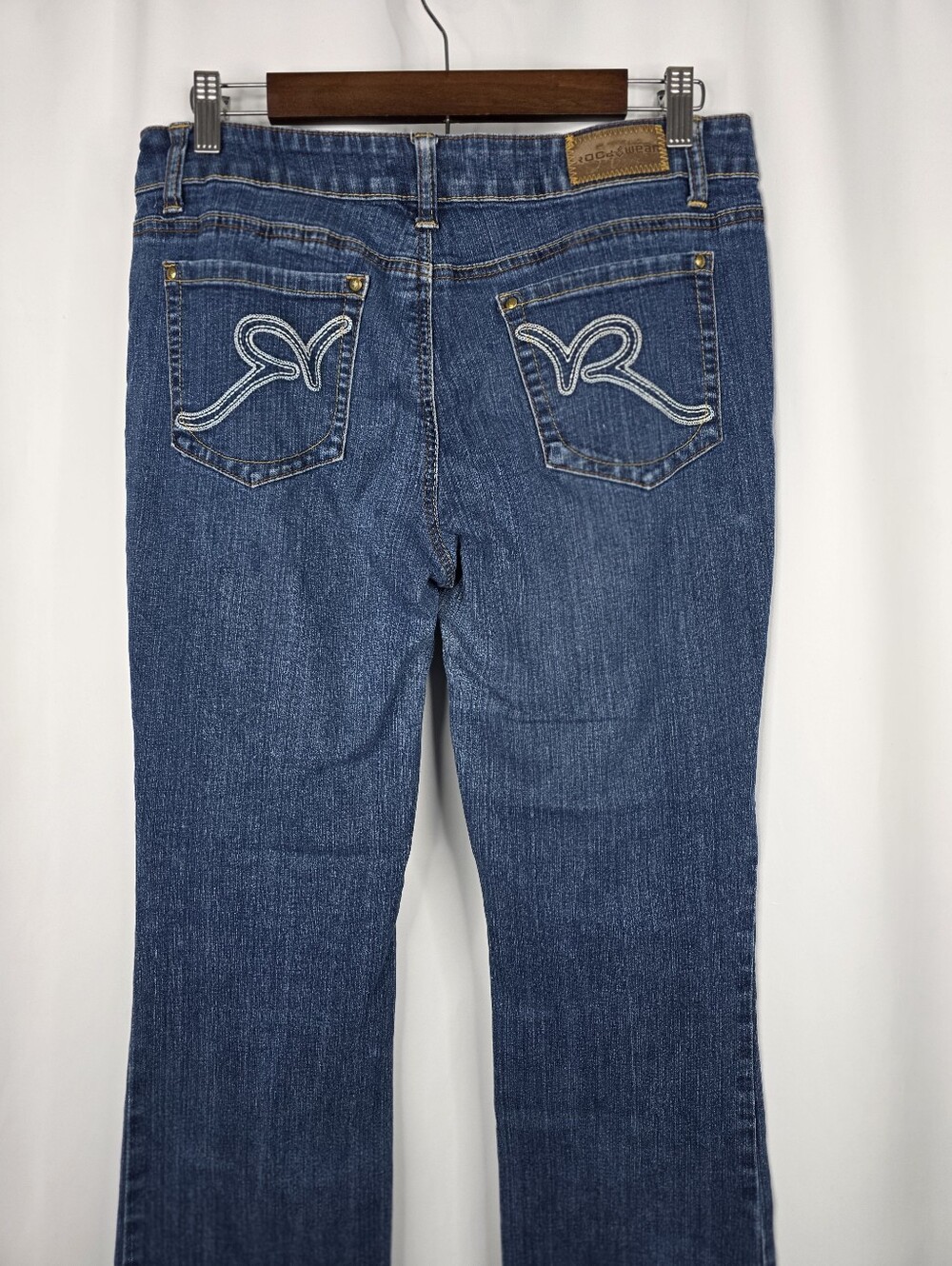 Rocawear Y2K Junior's Size 11 Bootcut Blue Denim Jeans R Logo Pockets Stretch - Picture 12 of 16